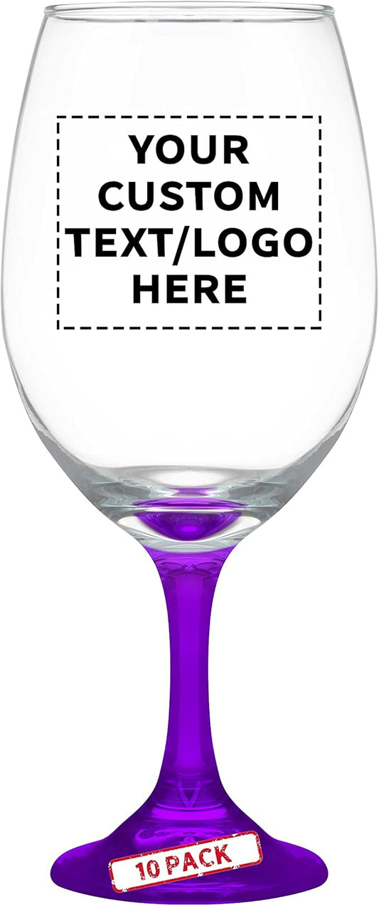 Custom Rioja Grand Wine Glasses 20.75 oz. Set of 10, Personalized Bulk Pack - Perfect for Hotel, Bar, Restaurant or Lounge - Purple