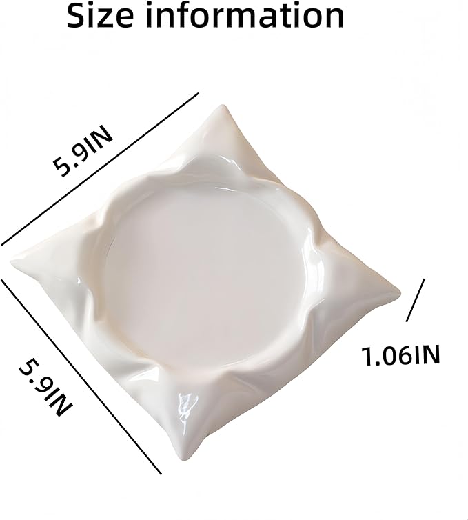 Ceramic Mini Pillow-Shaped Appetizer Plate, Small Decorative Snack Bowl & Jewelry Tray for Fruit, Candy, Rings, Vanity Decor, Cute Pillow Dish for Kitchen, Bathroom, Parties (B)