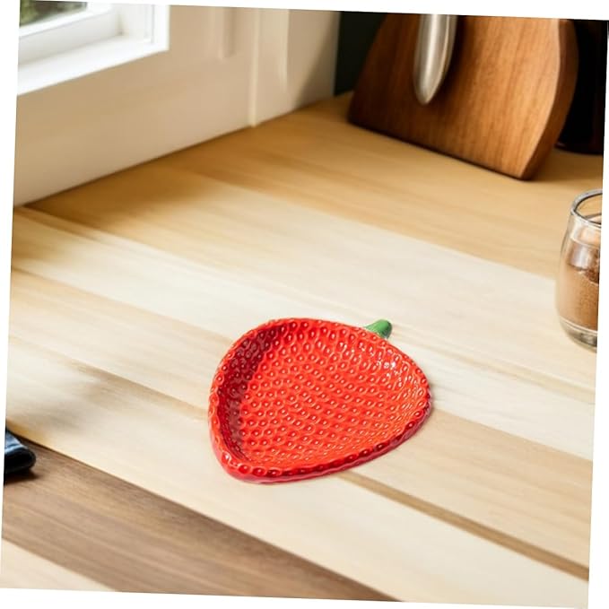 Alipis Strawberry Design Ceramic Appetizer Plate Elegant Dessert and Snack Dish for Dipping Sauces for Home Gatherings Outdoor Picnics and Restaurant Decor