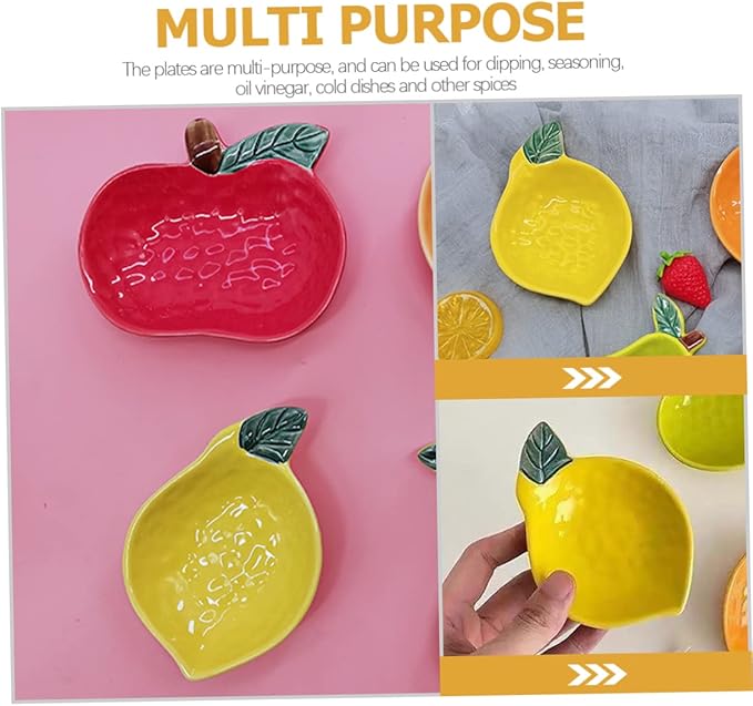 Sosoport Creative Ceramic Fruit Shaped Sauce Dish Condiment Container for Dipping Sauce Vinegar and Seasoning Unique Appetizer Plate for Sushi and Salads