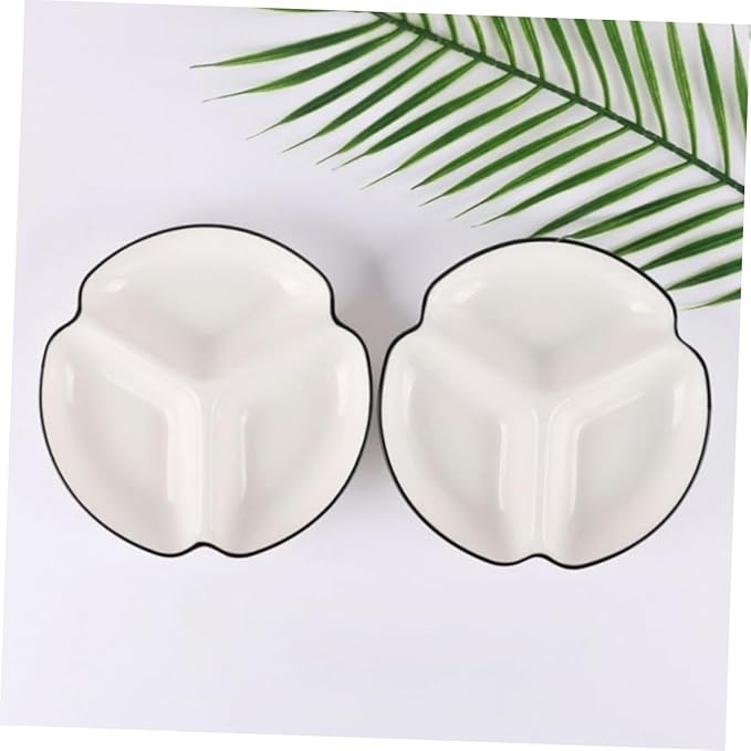 VOSAREA Divided Dinner Plate Ceramic Plate Portion Control Dinnerware for Salad Dessert Dish Adult Decorative Home Tableware