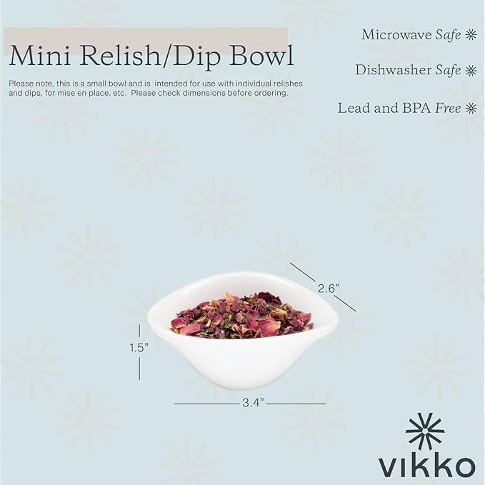 Vikko Small Bowls for Dips, Set of 6 Dipping Sauce Cups, 1Ounce Round Soy Sauce Dish, Small Ceramic Dipping Bowls, Mini Bowls, Charcuterie Bowls, Spice Bowls