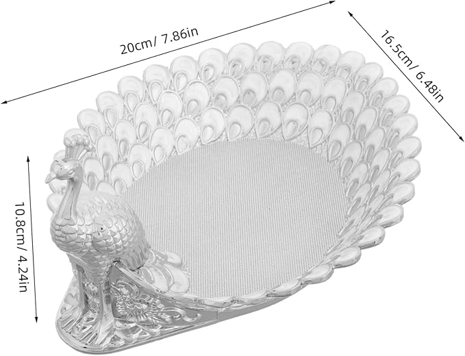 Mobestech Elegant Peacock-Themed Serving Tray Luxurious Metal Fruit Platter for Parties Decorative Storage Holder for Snacks and Desserts for Dining and Living Room Decor
