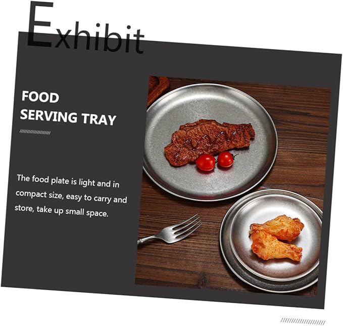 Stainless Steel Tea Party Dishes Pizza Pan Food Preservation Bar Serving Steak Cookie Tray Hamburger Banquet