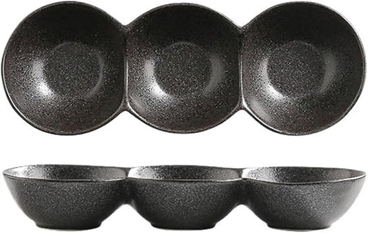 Sauce Dish 1 Piece Dipping Bowl Multi-Compartment Plate Ceramic Compartmentalized Grilled Meat Seasoning Flavor Hot Pot Snack Bowl Dish Snack Plate(E), ZCL2024