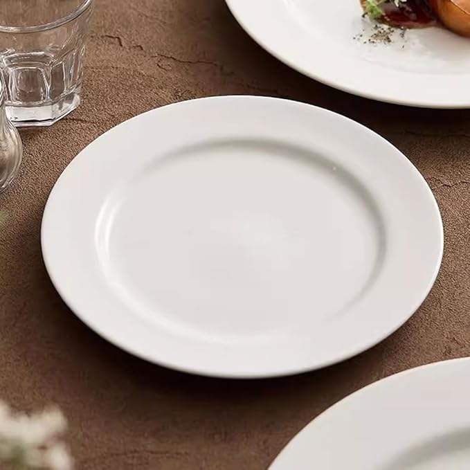 Kitchen Plates White Steak Plate Ceramic Dinner Plate Home Round Western Shallow Plate Salad Plate Serving Tray Dessert Plate Restaurant Plates(23.5cm)