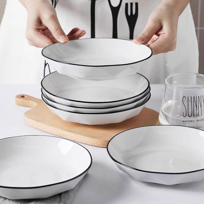 SONGCHAO Party Supplies Nordic Ceramic Plate Dish Plate Home Plate Set Deep Soup Plate Creative Large Soup Plate Dessert Plate Party Plates (Color : 7inch)