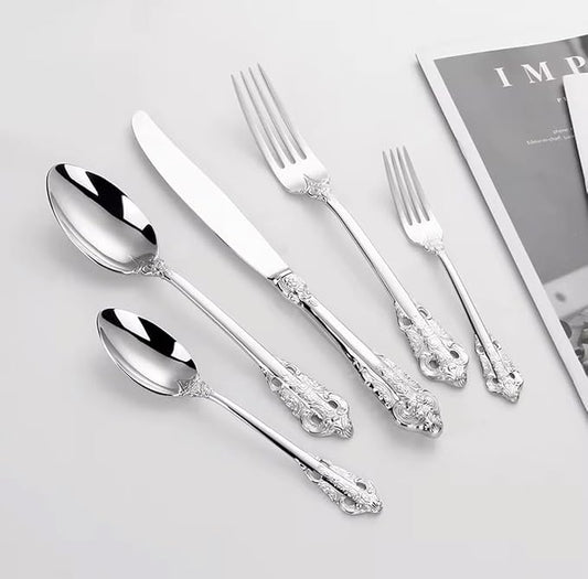 Royal 30-Piece Silverware Set for 6, 304 Stainless Steel Flatware Set, Mirror Polished Modern Cutlery, Dishwasher Safe Elegant Tableware)