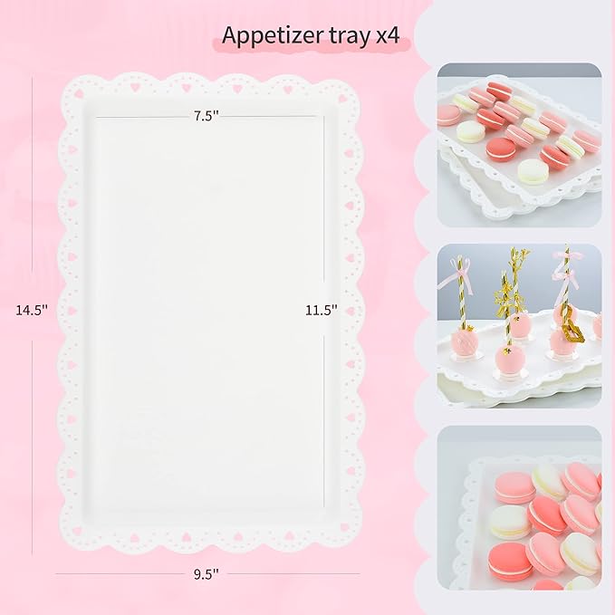 Pack of 10 NWK Cake Stand Set, with 3 x Two-Tier and 3 x Three-Tier Cupcake Stands, 4 x Appetizer Trays, for Birthday Baby Bridal Shower Party (Gold)