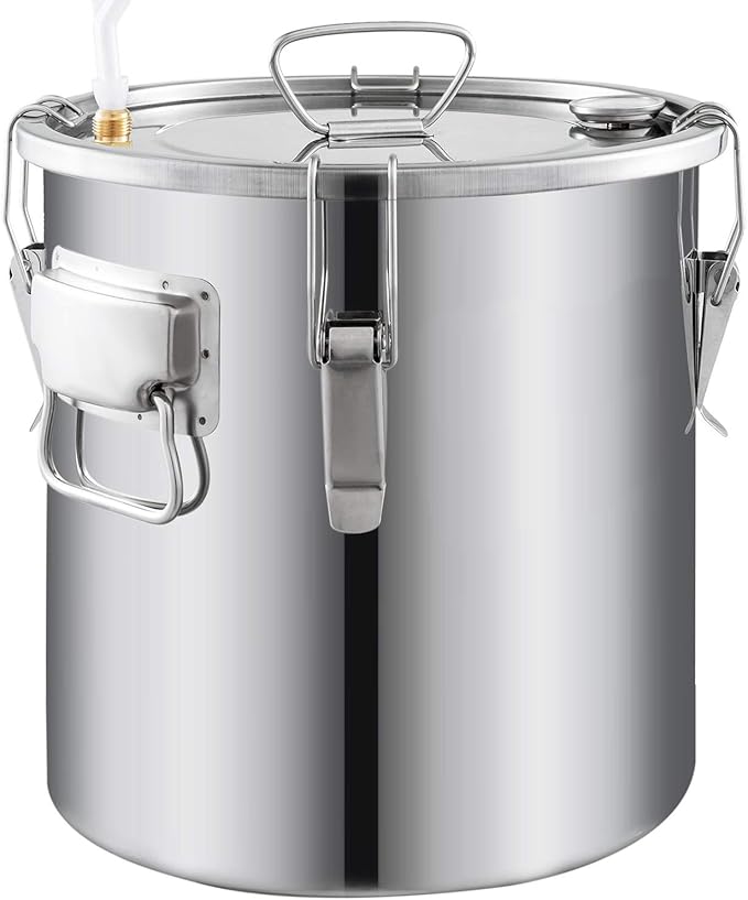 Stainless Distiller, 6 L (1.6 Gal) Capacity, Complete Kit with Thermometer - For Water & Steam/Essential Oil Distillation (External Heat Source) (1.6 Gal (6L))