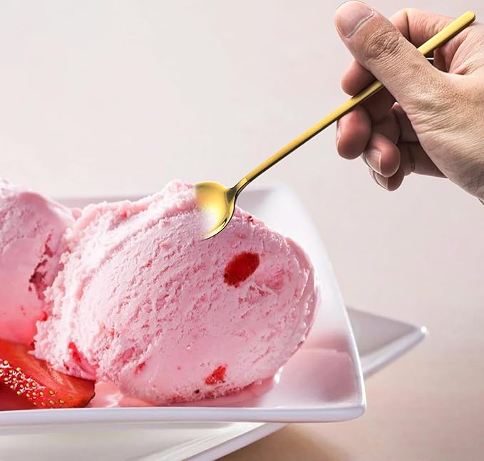4-Piece Dessert Spoons Set,Stainless Steel Dessert Spoons,Silverware Teaspoon for lce Cream,Tiramisu,Pudding,Yogurt