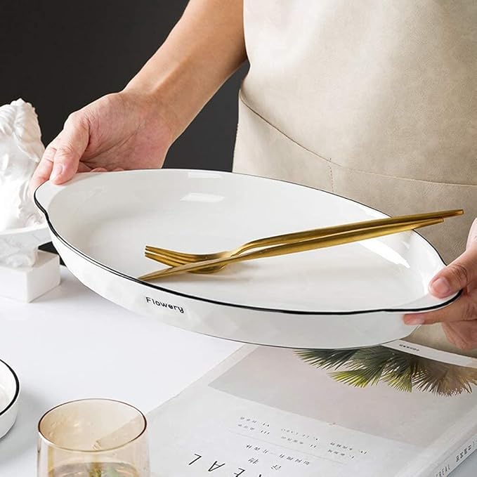 60 Pieces White Dinnerware Set Dishes - Dinner Plates and Bowls Sets Service for 12, Luxury Ceramic Dishes Set, Nordic Style Black Line Diamond Pattern, for Family Friend (White 60 Pcs)