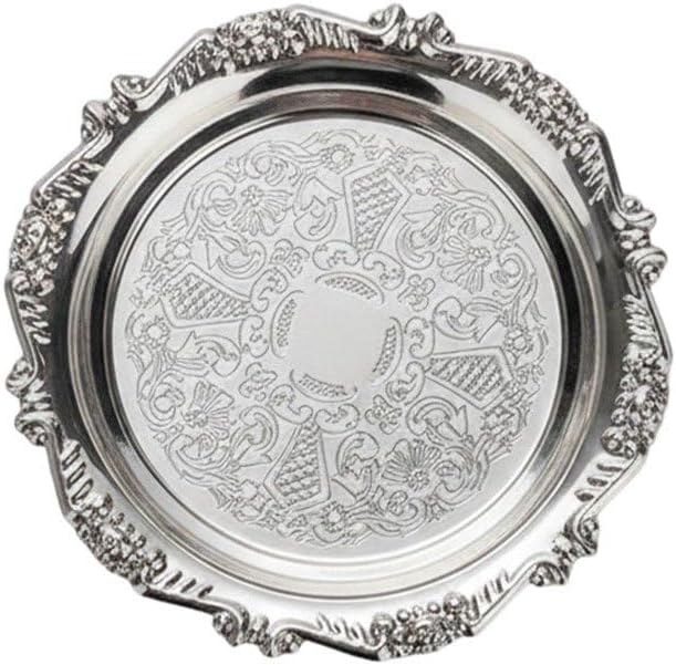 Metal Food Serving Trays Small Instrument Jewelry Tray Silver Fruit and Dessert Plates for Wedding, Hotel, Christmas Candy Display