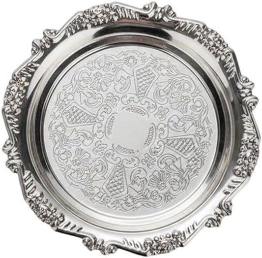 Metal Food Serving Trays Small Instrument Jewelry Tray Silver Fruit and Dessert Plates for Wedding, Hotel, Christmas Candy Display