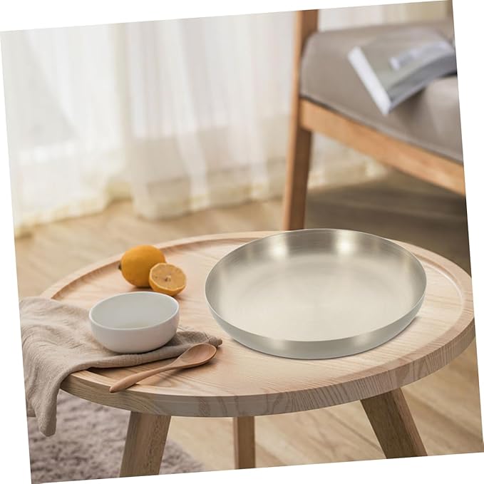 Cabilock Stainless Steel Food Plate Modern Steak Serving Tray for Parties Gatherings and Restaurants and Easy to Clean for Snacks Fruits and Desserts