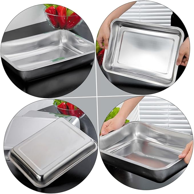 Garneck Stainless Steel Storage Tray Baking Rack Silver Trays for Serving Divided Dinner Plates Food Plate