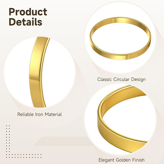 100 Pcs Gold Napkin Rings, 1.6 x 0.2 in Metal Napkin Holders for Table Settings, Modern Napkin Ring Buckles for Dinners, Weddings, Banquets, and Parties