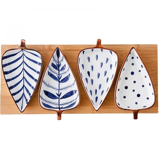 Appetizers Plates Ceramic Material Leaf Shape Design Snack Candy Saucers Bowls Sauce Dishes Kitchen Sushi Soy Sauce Dishes