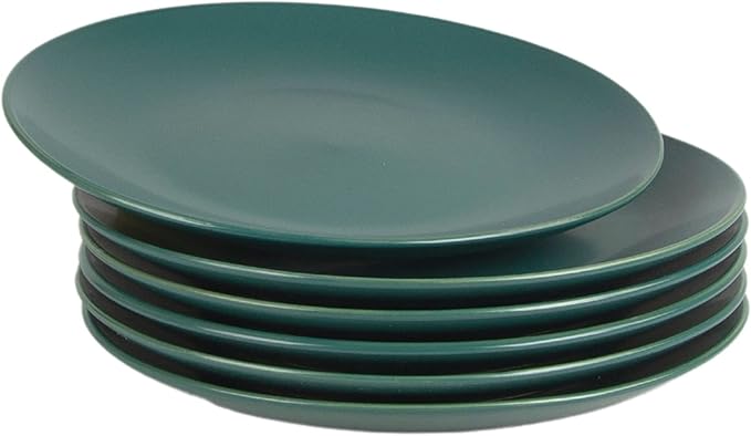 10 Strawberry Street Wazee Matte 8.25" Coupe Salad Plate, Set of 6, Emerald Green