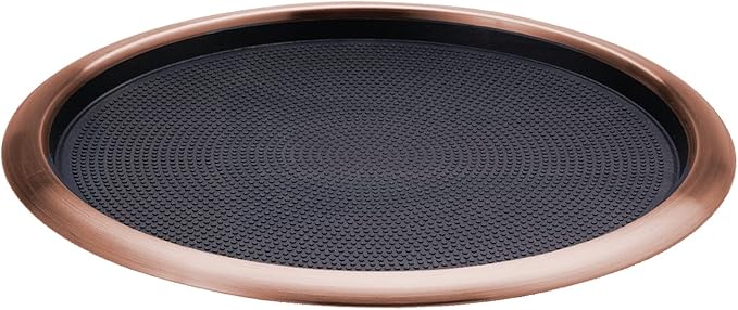 Service Ideas TR1614RIRG Tray with Removable Insert, 14" Round, Stainless Steel, Rose Gold