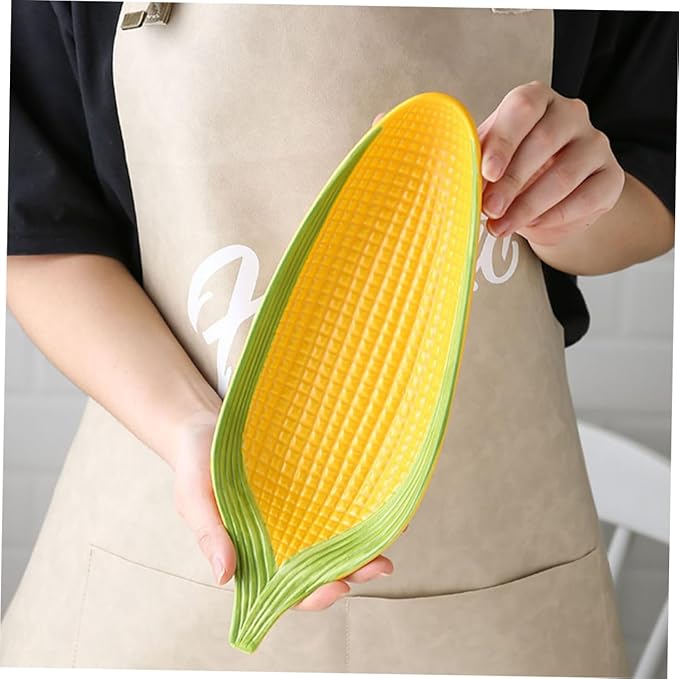 Ciieeo Ceramic Corn Cob Holders with Non Slip Bottom Handpainted Appetizer Plates for Sushi Family Meals Microwave Dishwasher Safe Corn Dishes Elegant Serving Trays for Dining