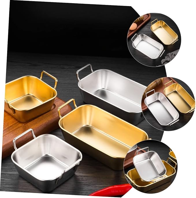 Healifty Stainless Steel Snack Tray with Handles Polished Food Serving and Display Plate for Candy Nuts Appetizers Household Serving Tray for Parties and Everyday Use