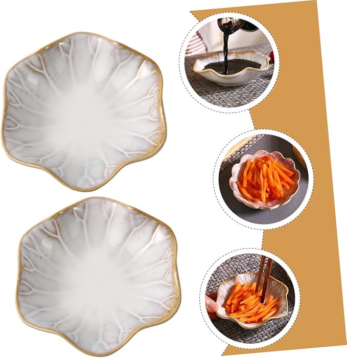 2pcs Dipping Sauce Dish Multi-purpose Appetizer Plates for Home Use for Soy Sauce Vinegar and Snacks Lightweight and Easy to Clean