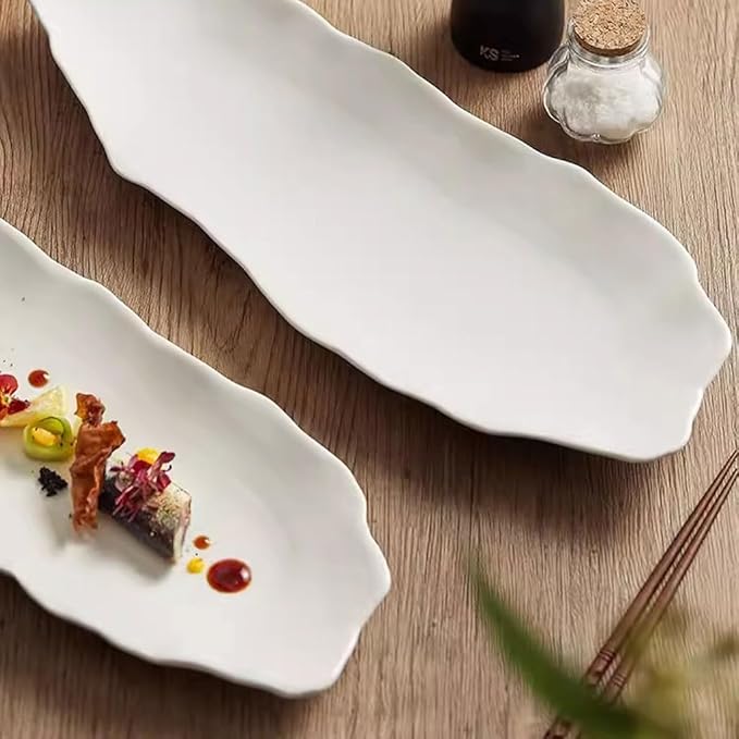 Kitchen Plates Creative Restaurant Kitchen Tableware Irregular Ceramic Dinner Plate Appetizer Plate Salad Plate Dessert Plate Restaurant Plates(16inch)