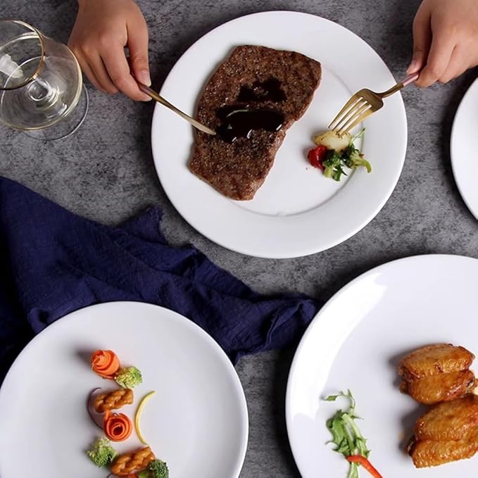 SONGCHAO Party Supplies 2pcs Steak Dinner Plate, Round Plate, Ceramic Dish Plate, Pure White Plate, Flat Plate, Home Western Tableware Party Plates