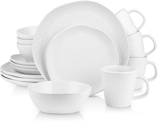 Stone Lain Abigail 16-Piece Dinnerware Set Stoneware, White