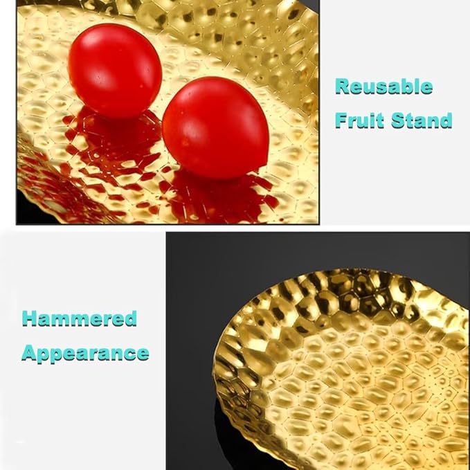 Mini Serving Platter Stainless Steel Serving Tray Hammered Rectangular 7.7 x 3.7 Inch Small Dessert Plates Coffee Table Tray Decorative Plates for Kitchen Party Gold