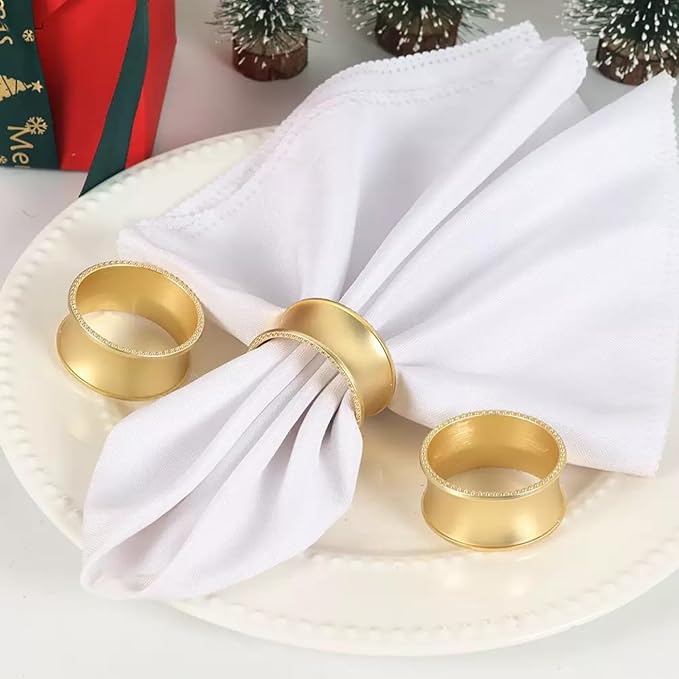 Golden Napkin Rings, Napkin Ring Holders for Dinner PartiesReceptions, Family Gatherings, Weddings (4PCS)