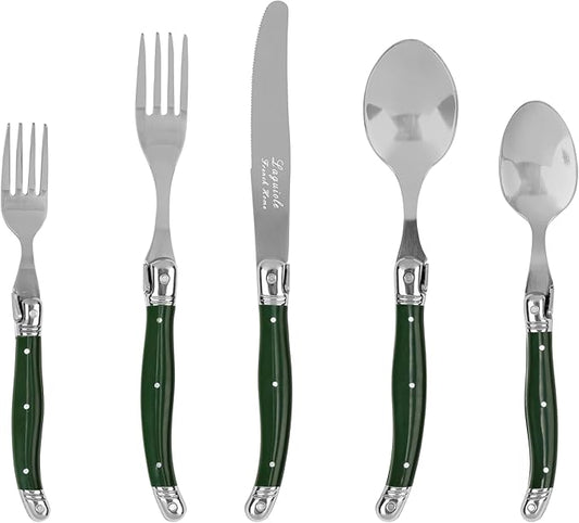 French Home Laguiole Connoisseur 20-Piece 18/10 Stainless-Steel Douglas Fir Flatware Set