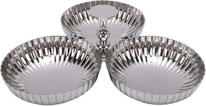 Zerodis 304 Stainless Steel Serving Plate Serving Trays 1 Silver Mirror Reusable Dessert Tray Fruit Bowl Snack Candy Plate Nut Server Platter for Home Kitchen Party 304 Stainless
