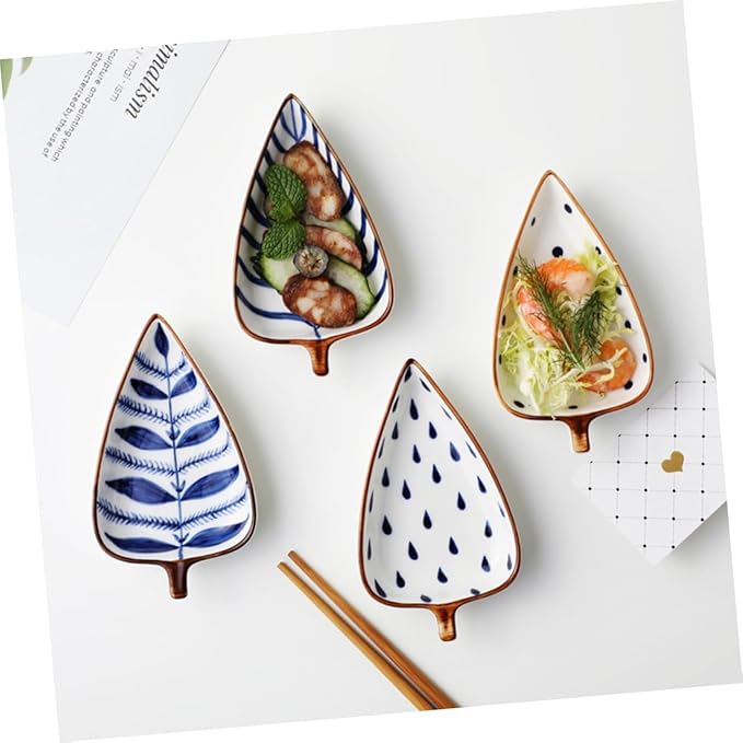 LIFKOME 3pcs Ceramic Appetizer Plates Simple Design Seasoning Dishes for Sauces Dips Anti-slip Base for Home Restaurant Use Random Styles