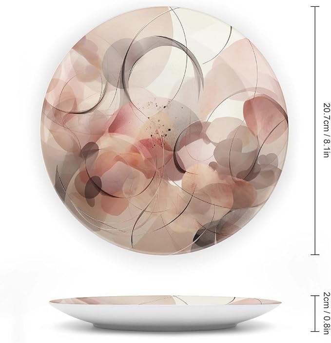 Decorative Plate 8inch Bone China Dessert Plates with Display Stand Ceramic Ornament Ceramic Plate Simple Background Decorative Plates Art Crafts Porcelain for Home Club Living Room