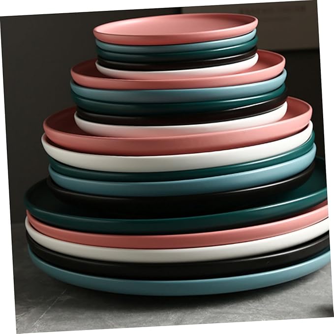 KICHOUSE Microwavable Ceramic Steak Plate Dinnerware for Fiestaware Plates Western Food Round Shape