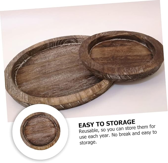 Cabilock 2pcs Solid Wood Serving Tray Large Extra Large Outdoor Decorative Tray Divided Sections for Food Vanity Bathroom Kitchen