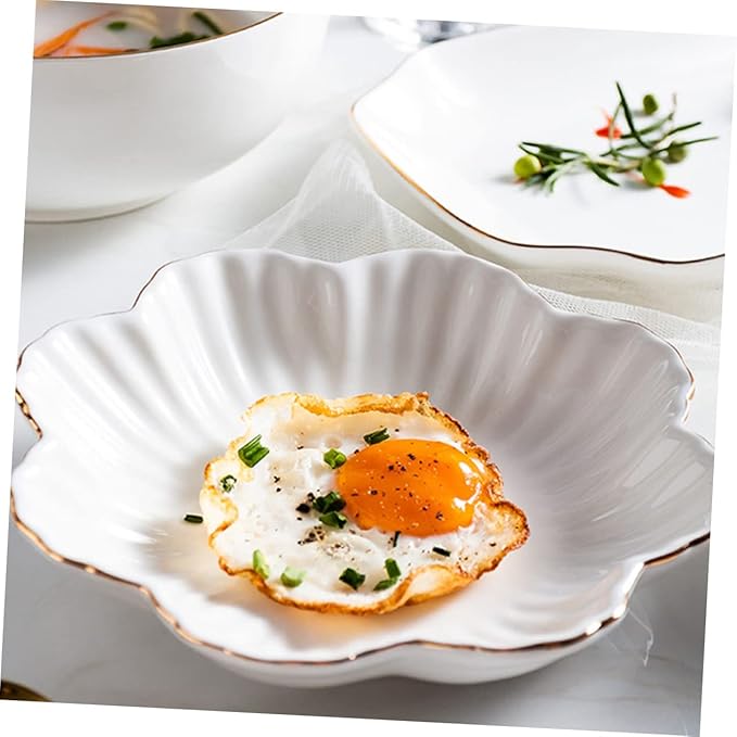 Amosfun Ceramic Serving Plate White Food Storage Dish Home Kitchen Tableware for Appetizers Salads and Pasta Microwave Safe