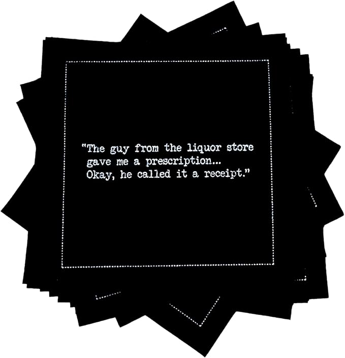 Five Star Funny Whiskey Quotes | Black Cotton Cocktail Napkins | 50 Luxury Disposable Beverage Napkins with Witty Bar Quotes | Drink Napkins for Parties, Bars, Weddings & Game Nights
