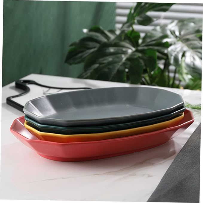 Mobestech Ceramic Fish Serving Plate 12-inch Ceramic Fruit Dish Vibrant Yellow Food Platter for Home Dining for Desserts and Appetizers