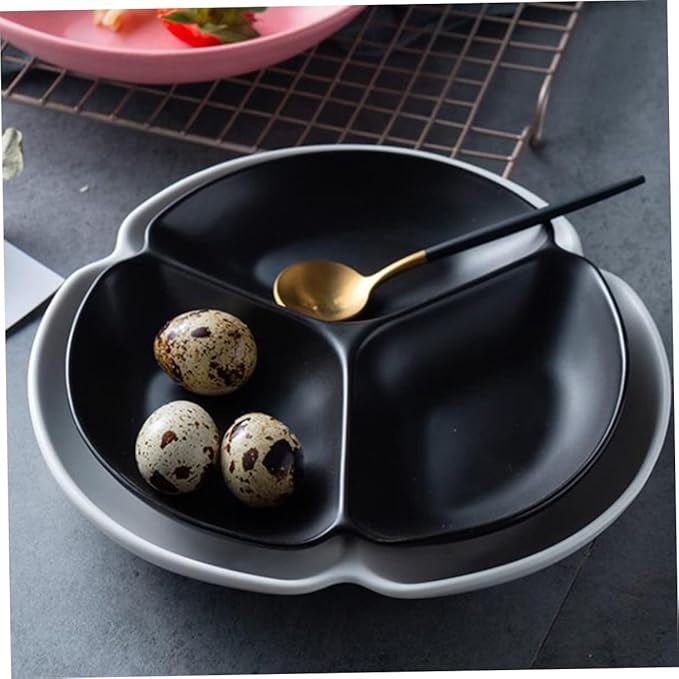 PRETYZOOM Multifunctional Ceramic Plate Divided Trays for Snack Party Serving Trays
