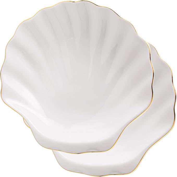 Lilly Pulitzer 6.5 Inch Seashell Appetizer Plates, Ceramic Plate Set of 2, Unique Plates for Home Kitchen, Blue and White Shells