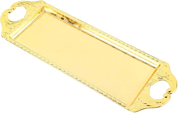 Rectangular Metal Tray, Small Elegant Decorative Serving Tray, Silver - Durable Premium Metal, Multipurpose for Veggie Tray, Coffee Table, Fruit Display