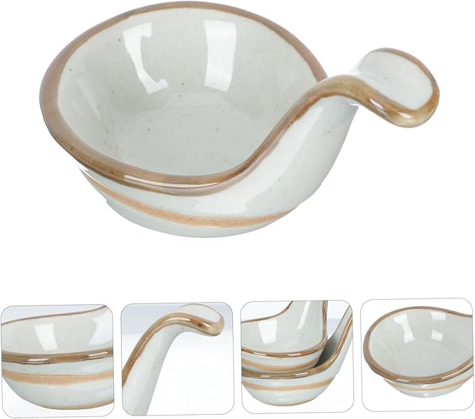 Cabilock 2pcs Creative Ceramic Sauce Dishes Caviar Spoon Seasoning Plate Truffle Flavored Bowl Material