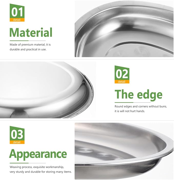 Cabilock 11.8 Inch Stainless Steel Oval Steamer Plate for Fish Cooking - Thickened Metal Serving Tray for Seafood Meat Dessert Fruit - Oven Safe Steaming Dish