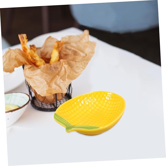 Ceramic Corn Shaped Dipping Sauce Plate Multi-functional Appetizer Dish for Snacks for Family Gatherings and Parties Holds Sauces and Seasonings