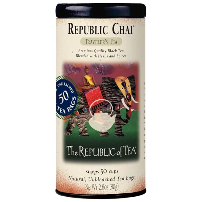 The Republic of Tea – Republic Chai Black Tea, 50 Tea Bags, Spiced Chai Blend, Gluten Free