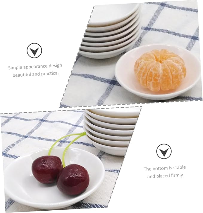 6-Piece Ceramic Sauce Dishes Set Small Dipping Plates for Condiments Snacks Appetizers Versatile Kitchen Supplies for Home and Restaurant Use