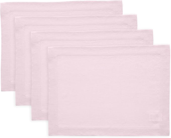 Solino Home 100% Pure Linen Placemats Set of 4 - Ice Lilac 14 x 19 Inch Table Place Mats for Fall, Christmas, Autumn - Sonoma, Machine Washable